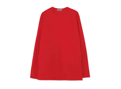 Yohji Yamamoto Pour Homme WOOL AIR PLAIN STITCH REGULAR ROUND NECK LONG SLEEVES "Red"