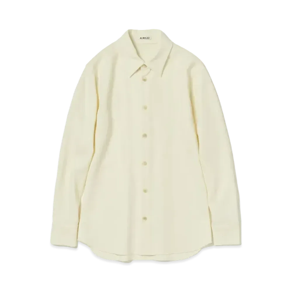 AURALEE Tense Wool Double Cloth Shirt "Ivory"