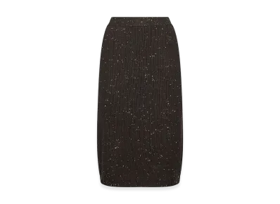 Bottega Veneta Women's Melange Wool Blend Skirt "Dark Brown"