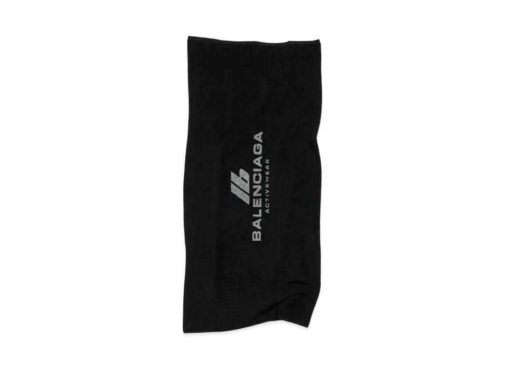BALENCIAGA Activewear Gym Towel in Cotton Terry "Black/Grey"