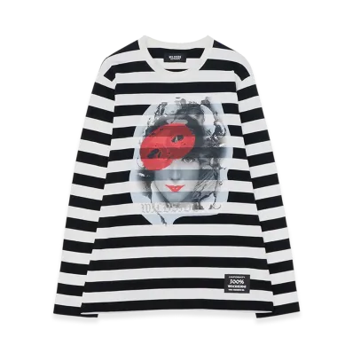 WILDSIDE YOHJI YAMAMOTO Portrait Border T-shirt (Masquer) "Black/White"