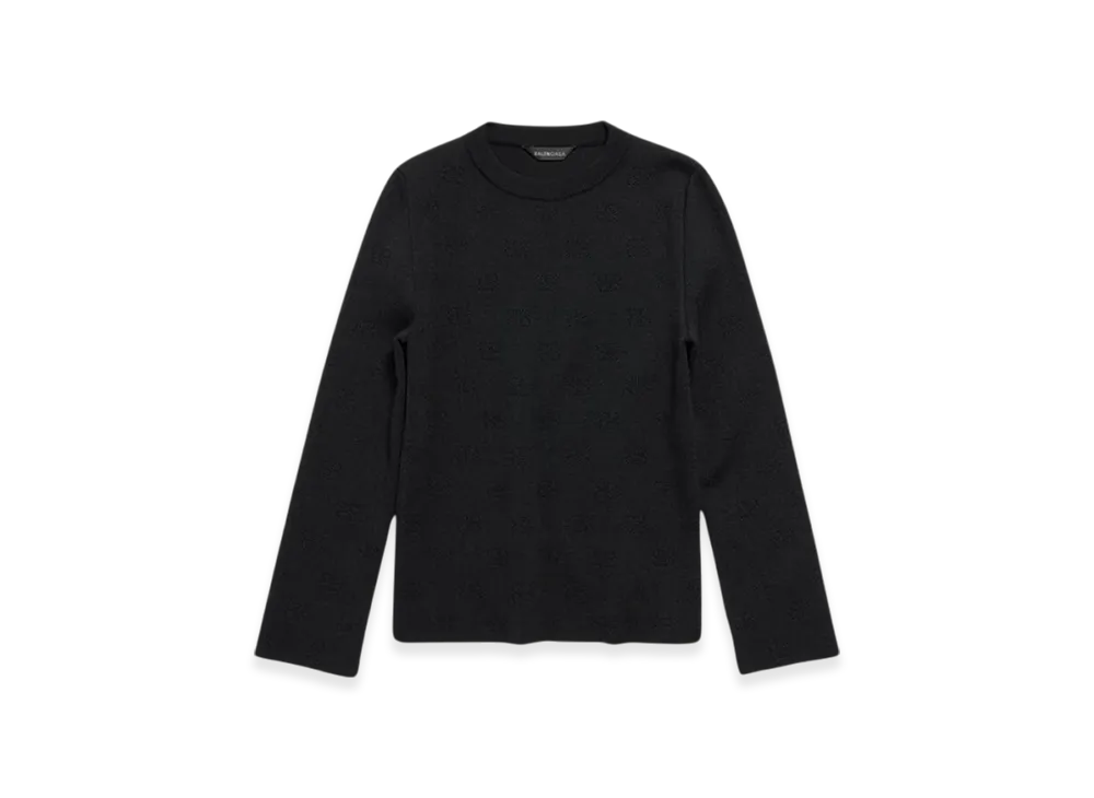 BALENCIAGA Women's BB Allover Cropped Sweater "Black"