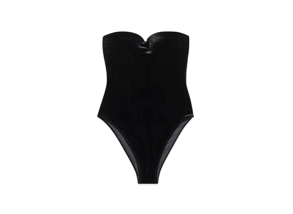 BALENCIAGA Women's Sweetheart Neck Swimsuit in Velvet "Black"