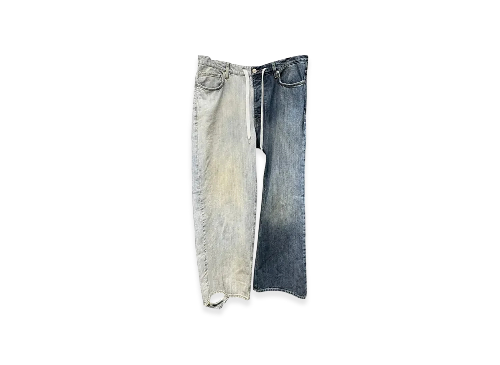 BALENCIAGA Half Denim Pants "Light Blue Dark Blue"