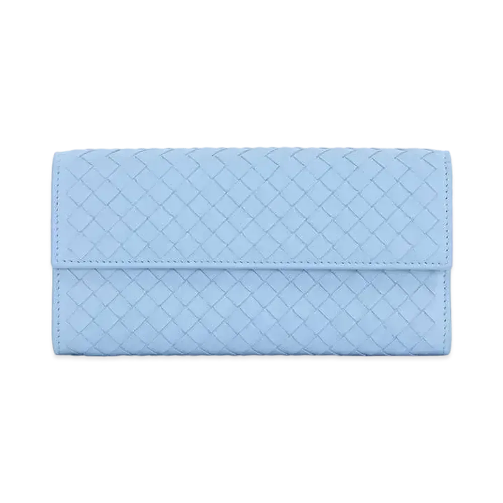 Bottega Veneta Intrecciato Lambskin Nappa Continebtal Wallet "Ciel"