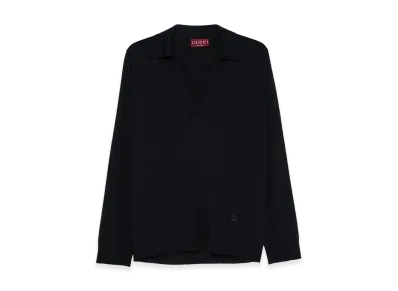 GUCCI Women's Wool Oversize Polo Shirt "Blue"