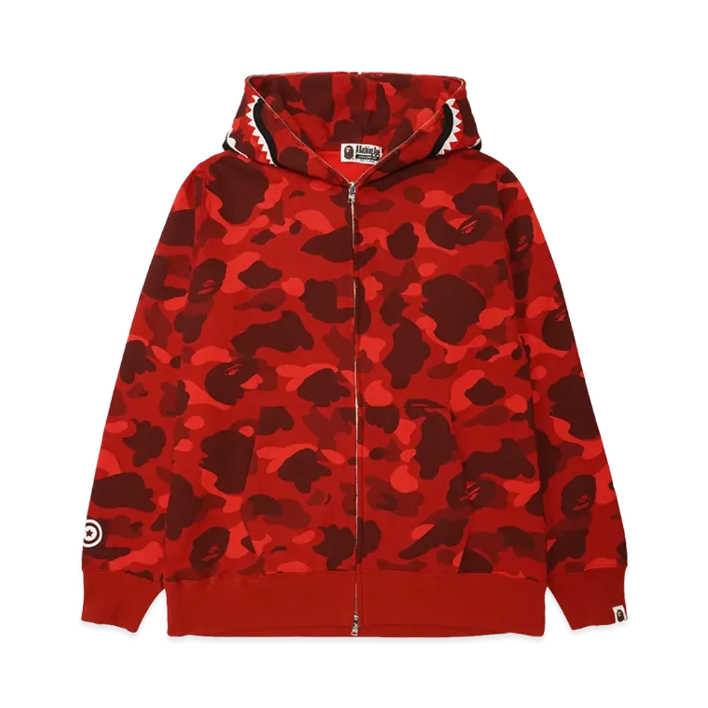 A BATHING APE Color Camo Shark Full Zip Hoodie "Red"