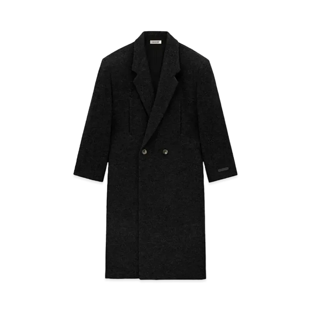 FEAR OF GOD ESSENTIALS Boiled Wool Relaxed Overcoat "Black"