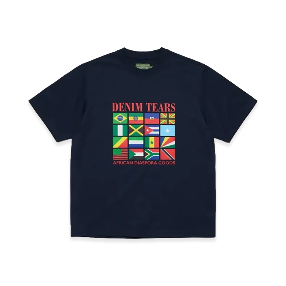DENIM TEARS Diaspora Flags Tee "Navy"