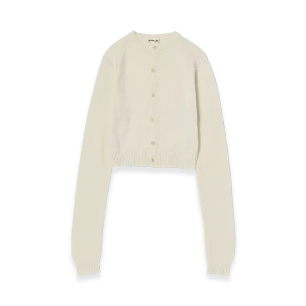 AURALEE Summer Cashmere Knit Crew Neck Cardigan 
