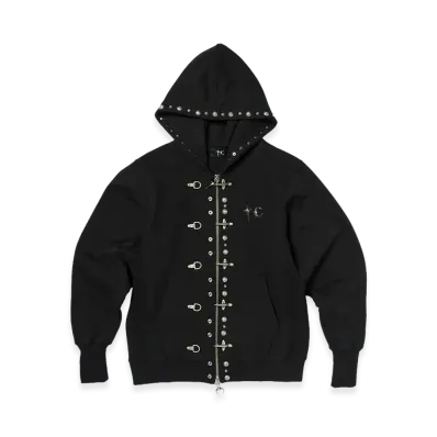 THUG CLUB TC Studded Line Zip-Up Hoodie "Black"