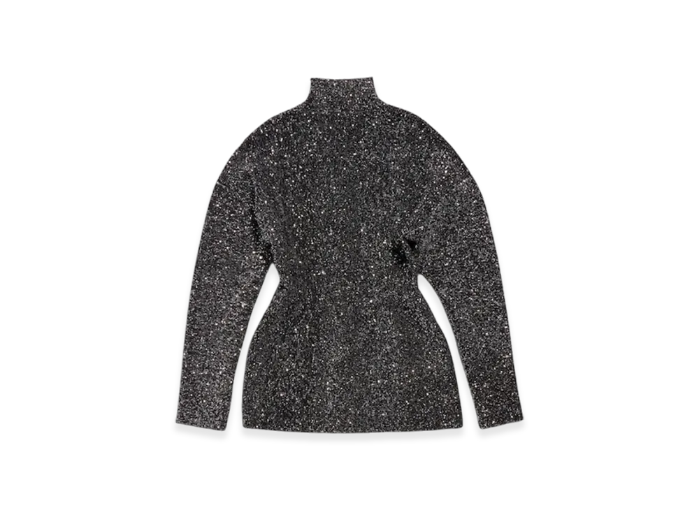 BALENCIAGA Paillette Engineered Hourglass Top "Black"