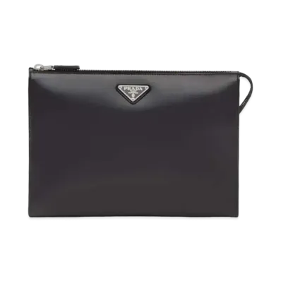 PRADA Brushed Leather Pouch "Black"