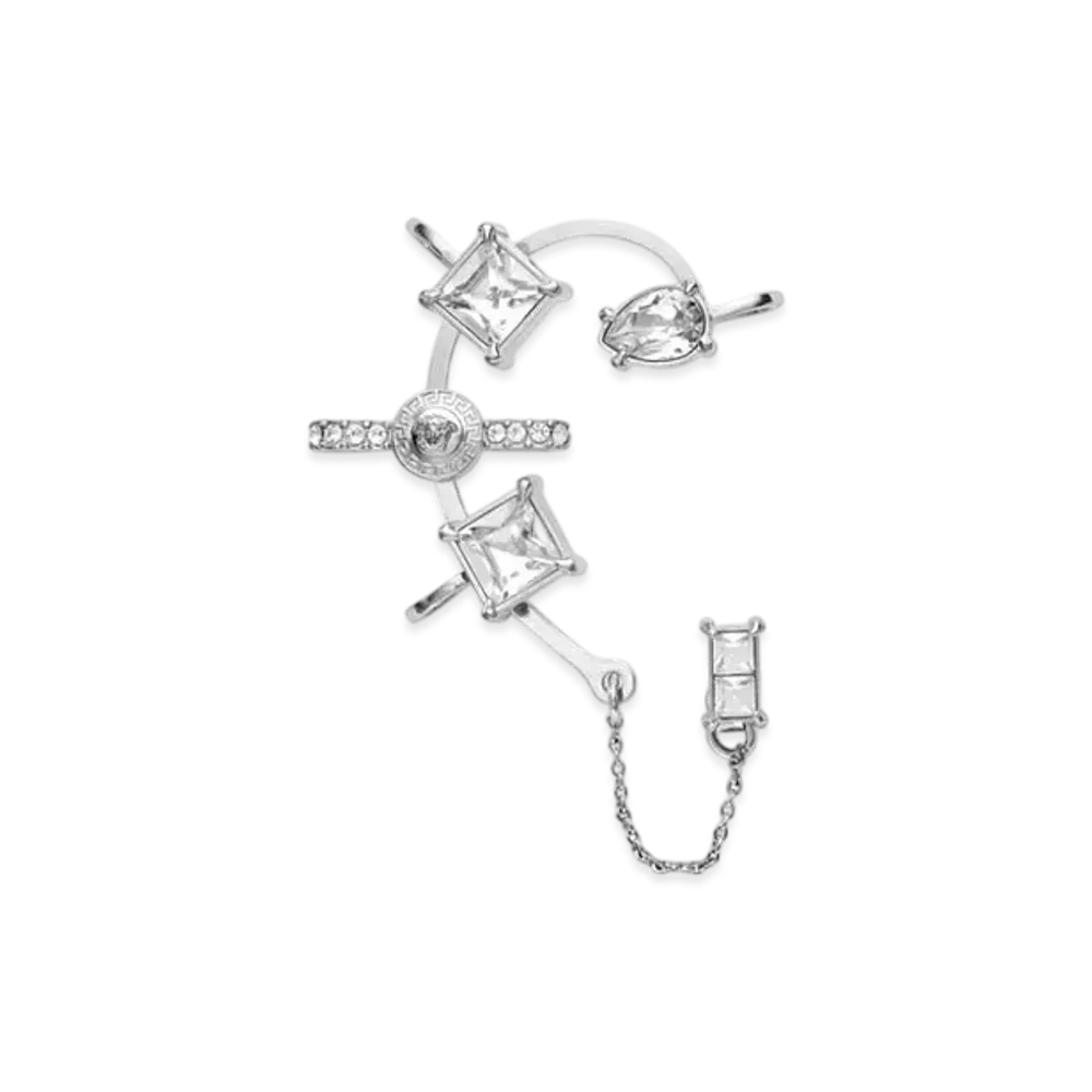 Versace Crystal Gianni Ribbon Right Ear Cuff "Silver"