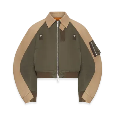 sacai Women's Cotton Chino x Nylon Twill Blouson "Green"