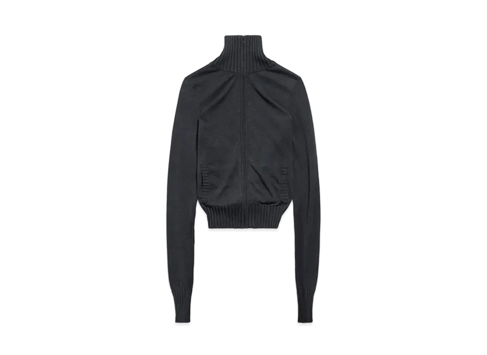 BALENCIAGA BB Paris Icon Knotted Fitted Zip-Up Jacket in Cotton Knit "Black"