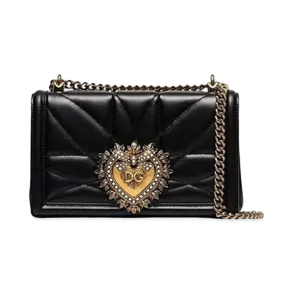 Dolce&Gabbana Devotion Bag Medium Size Matrasse Nappa Leather "Black"