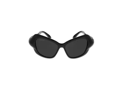 BALENCIAGA Palazzo Cat Sunglasses in Bio-Based Injected Nylon with Grey Lenses "Black"