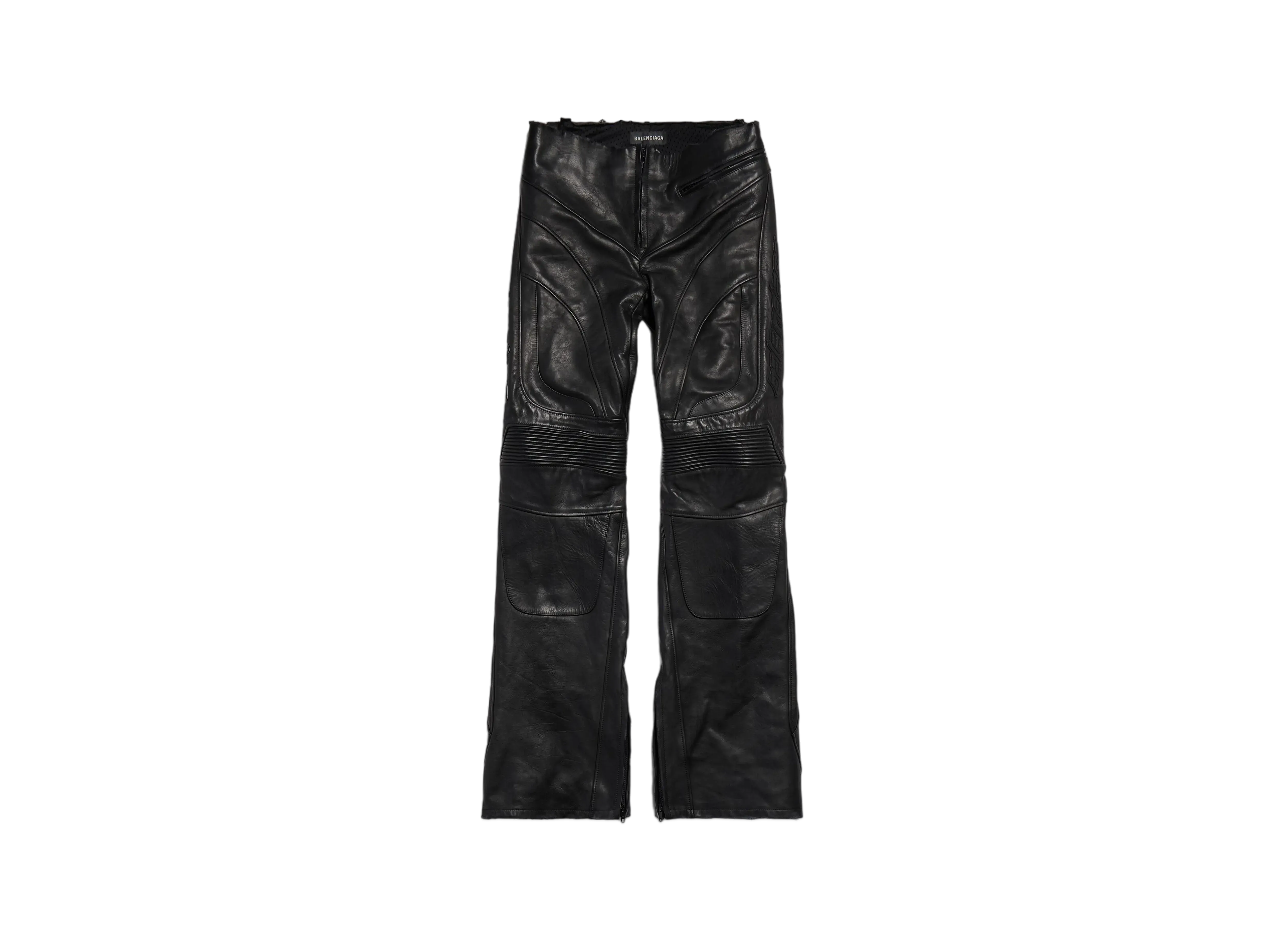 BALENCIAGA Women's Low Waist Biker Pants in Light Semi-Shiny Bullskin "Black"