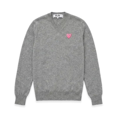 PLAY COMME des GARCONS V-Neck Sweater "Gray"