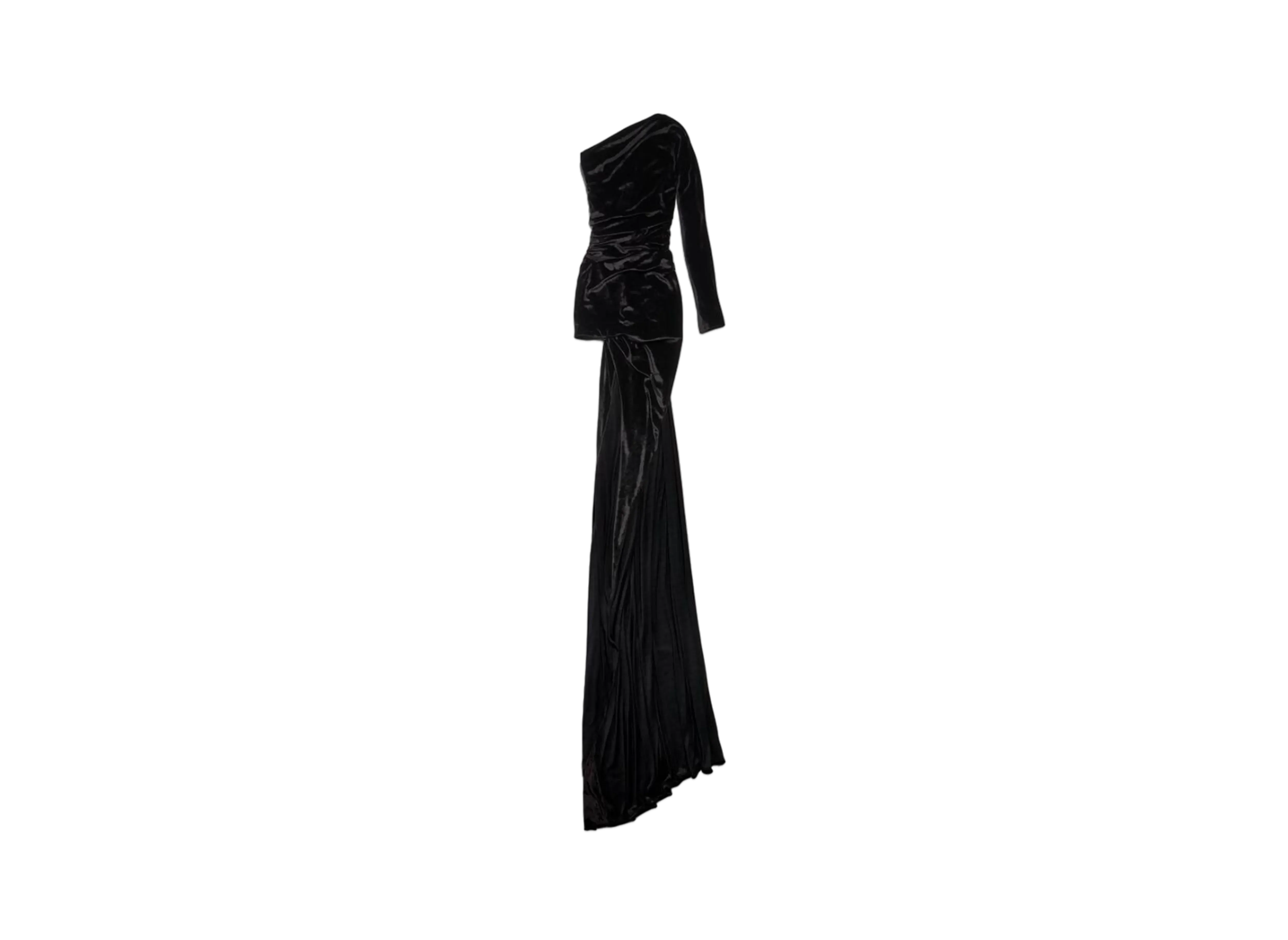 BALENCIAGA Women's Asymmetric Dress Fluid Velvet Jersey "Black"