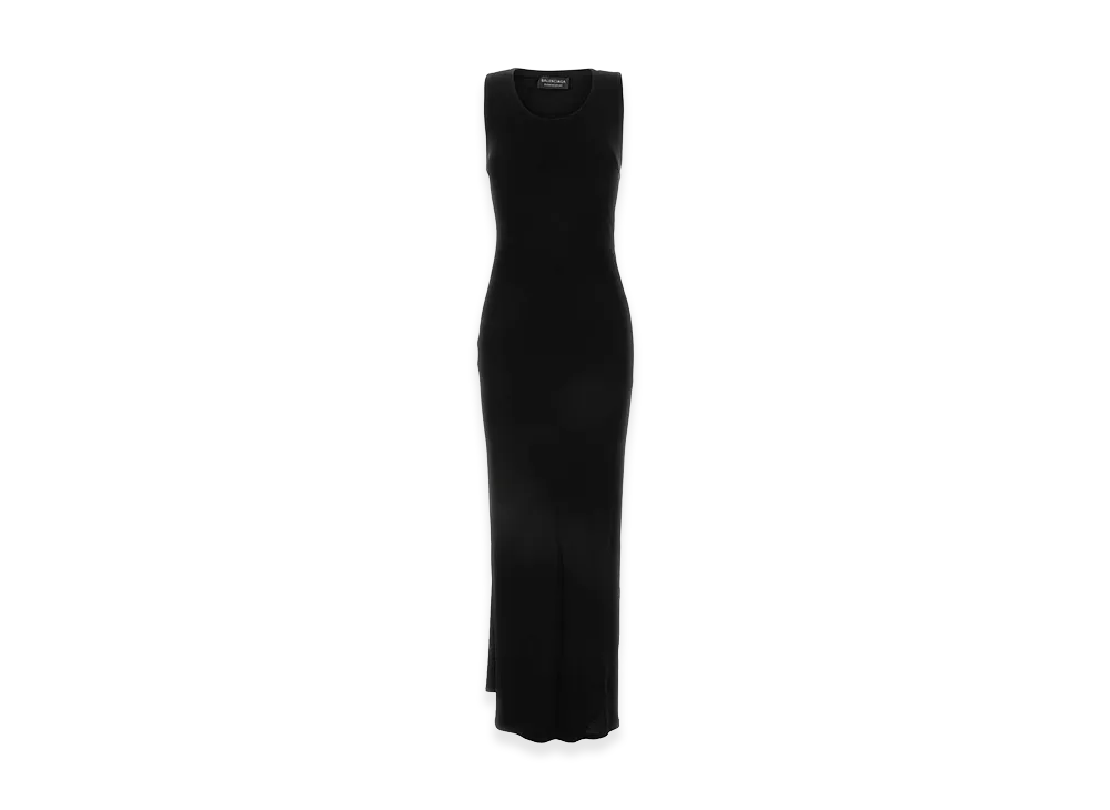 BALENCIAGA Women's Ribbed Jersey Sleeveless Dress "Black"