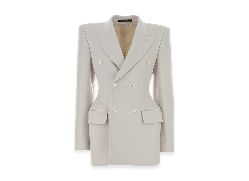 BALENCIAGA Women's Chal Cashmere Blazer "White"
