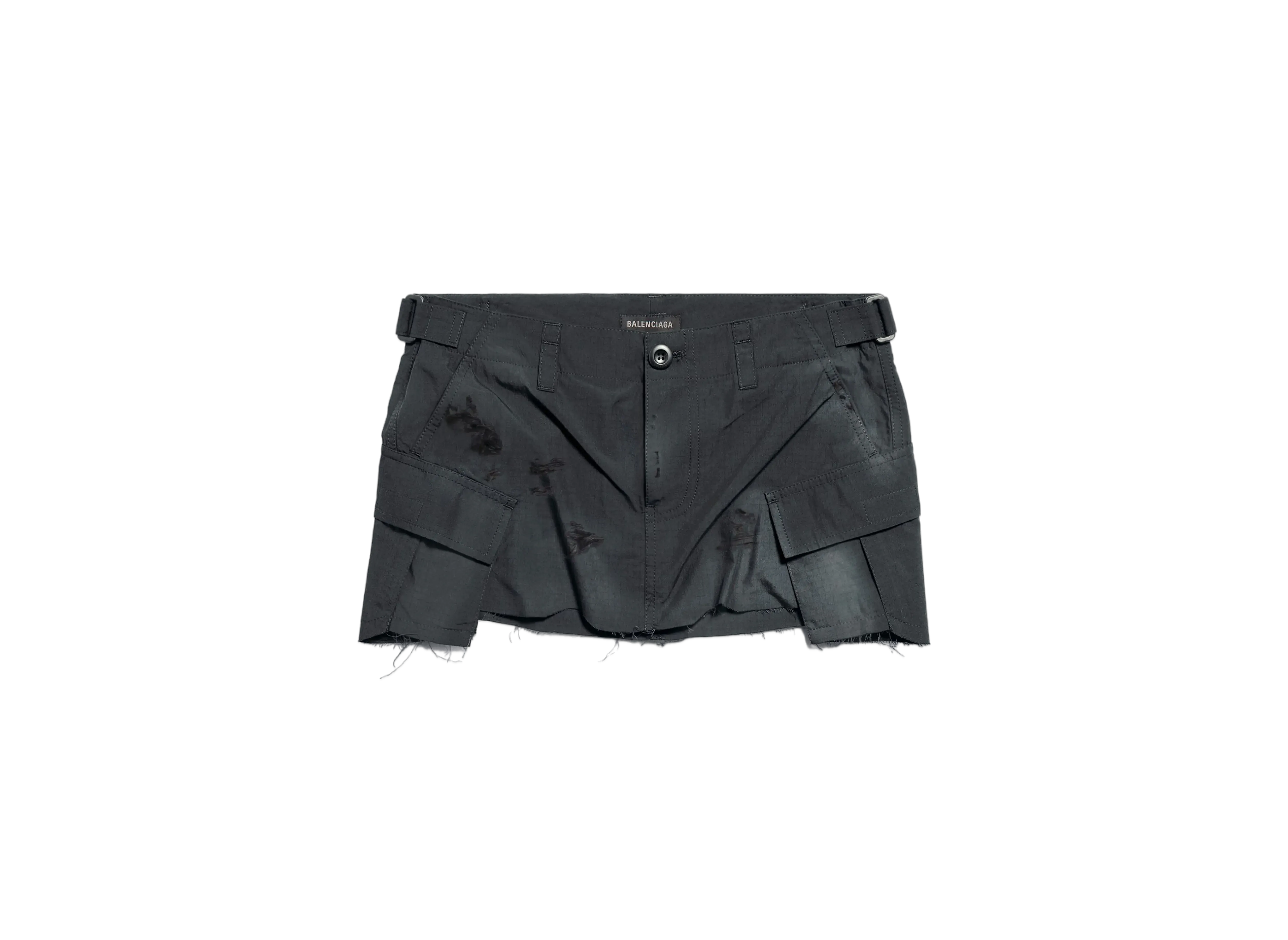 BALENCIAGA Women's Cargo Mini Skirt in Lightweight Cotton Ripstop "Black"