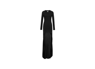 Saint Laurent Women's Long Dress in Wool "Black"