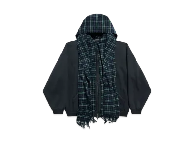 BALENCIAGA Unity Sports Icon Scarf Zip-Up Hoodie Oversized in Compact Stretch Fleece "Dark Blue"