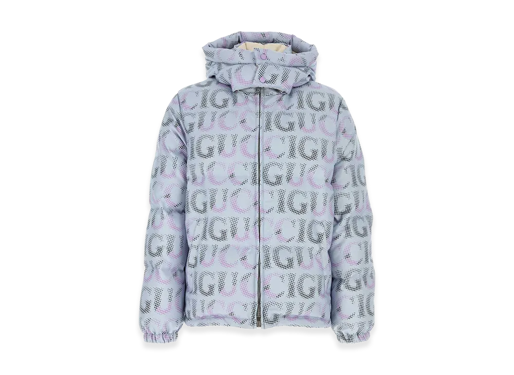GUCCI Printed Polyester Down Jacket "Blue"