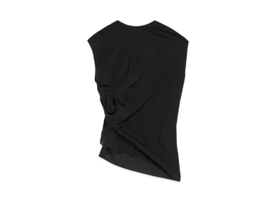 BALENCIAGA Women's Twisted Top in Stretch Technical Mesh "Black"