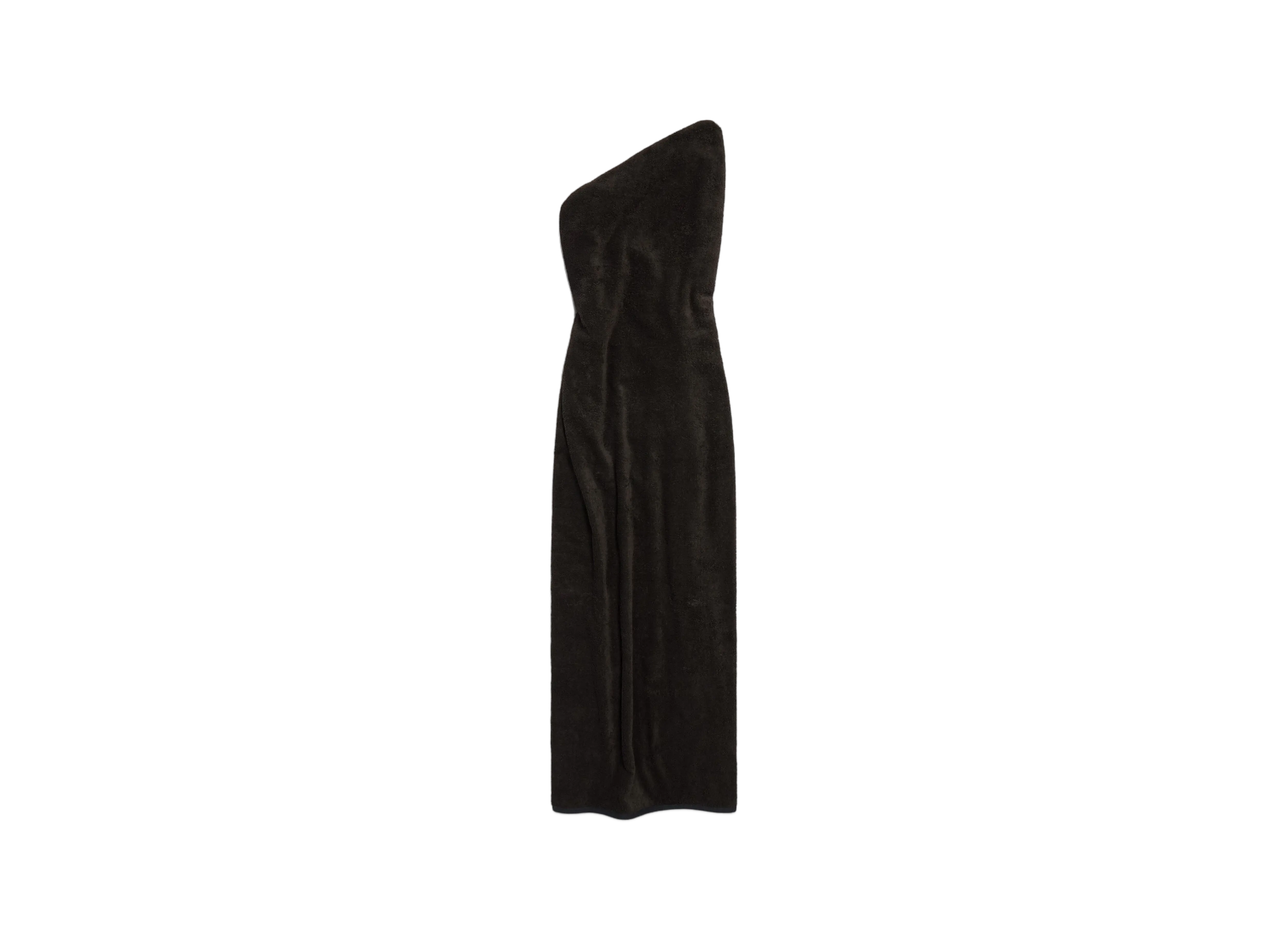 BALENCIAGA Women's Draped Maxi Dress in Cotton Terry "Black"