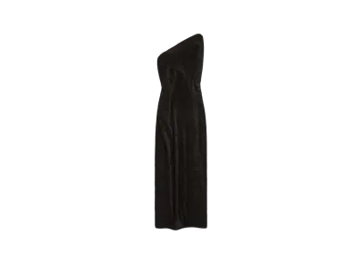 BALENCIAGA Women's Draped Maxi Dress in Cotton Terry "Black"
