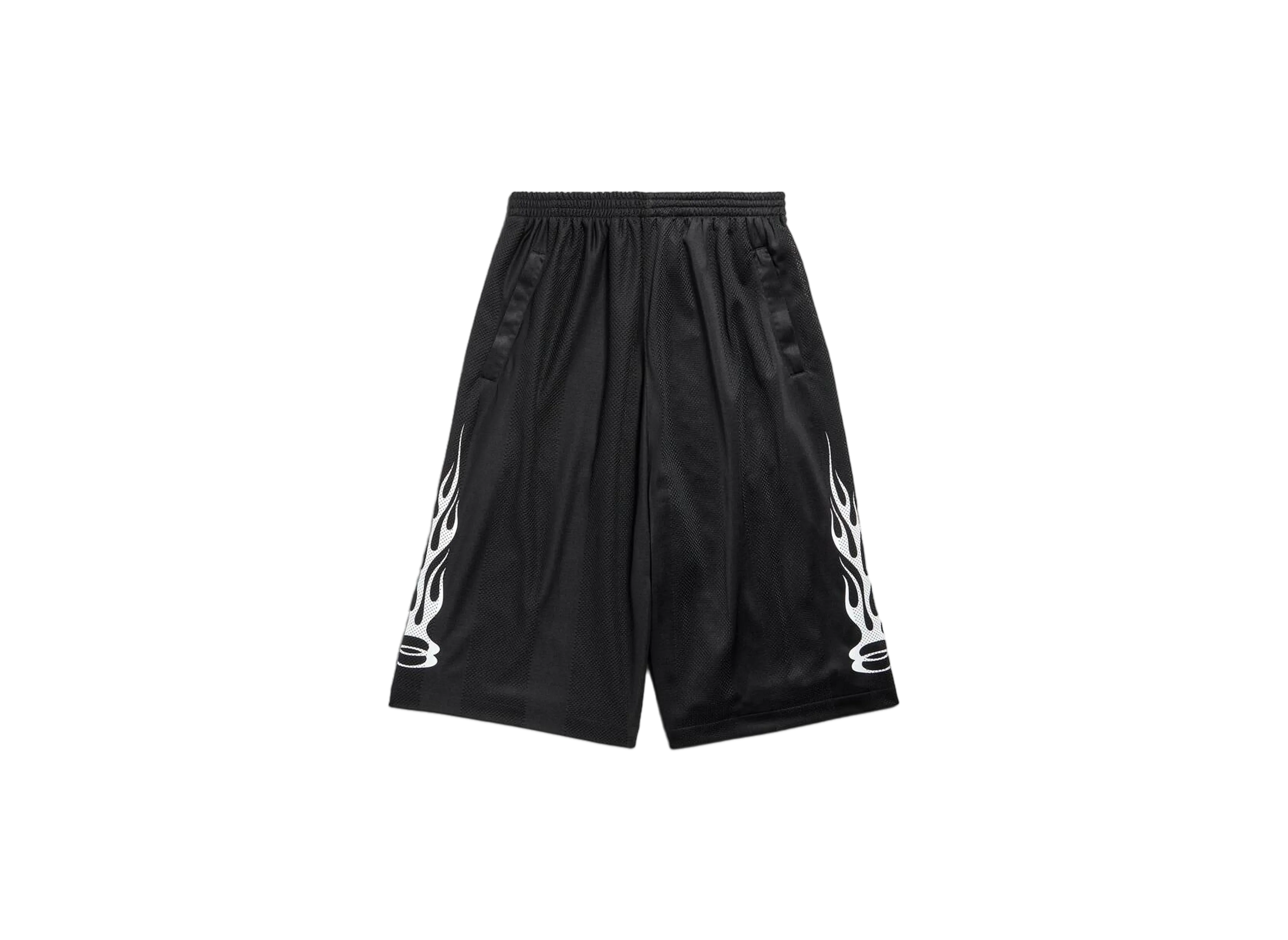 BALENCIAGA Burning Unity Baggy Shorts in Striped Mesh "Black"
