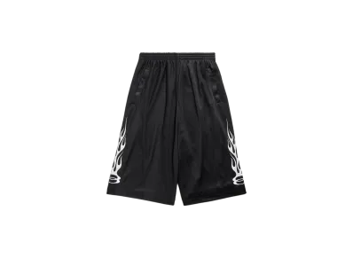 BALENCIAGA Burning Unity Baggy Shorts in Striped Mesh "Black"