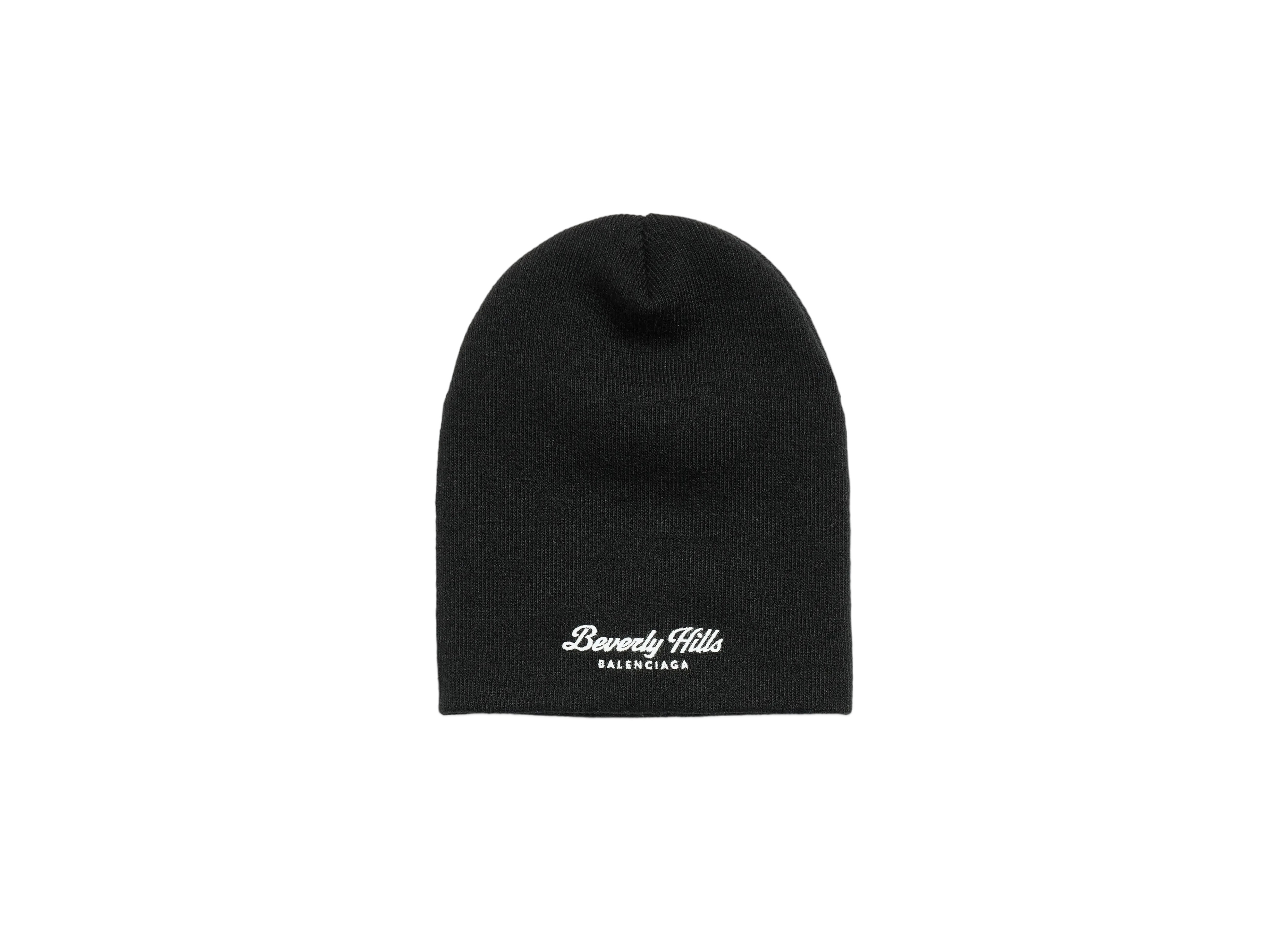 BALENCIAGA Beverly Hills Beanie in Stretch Rib Knit "Black/White"