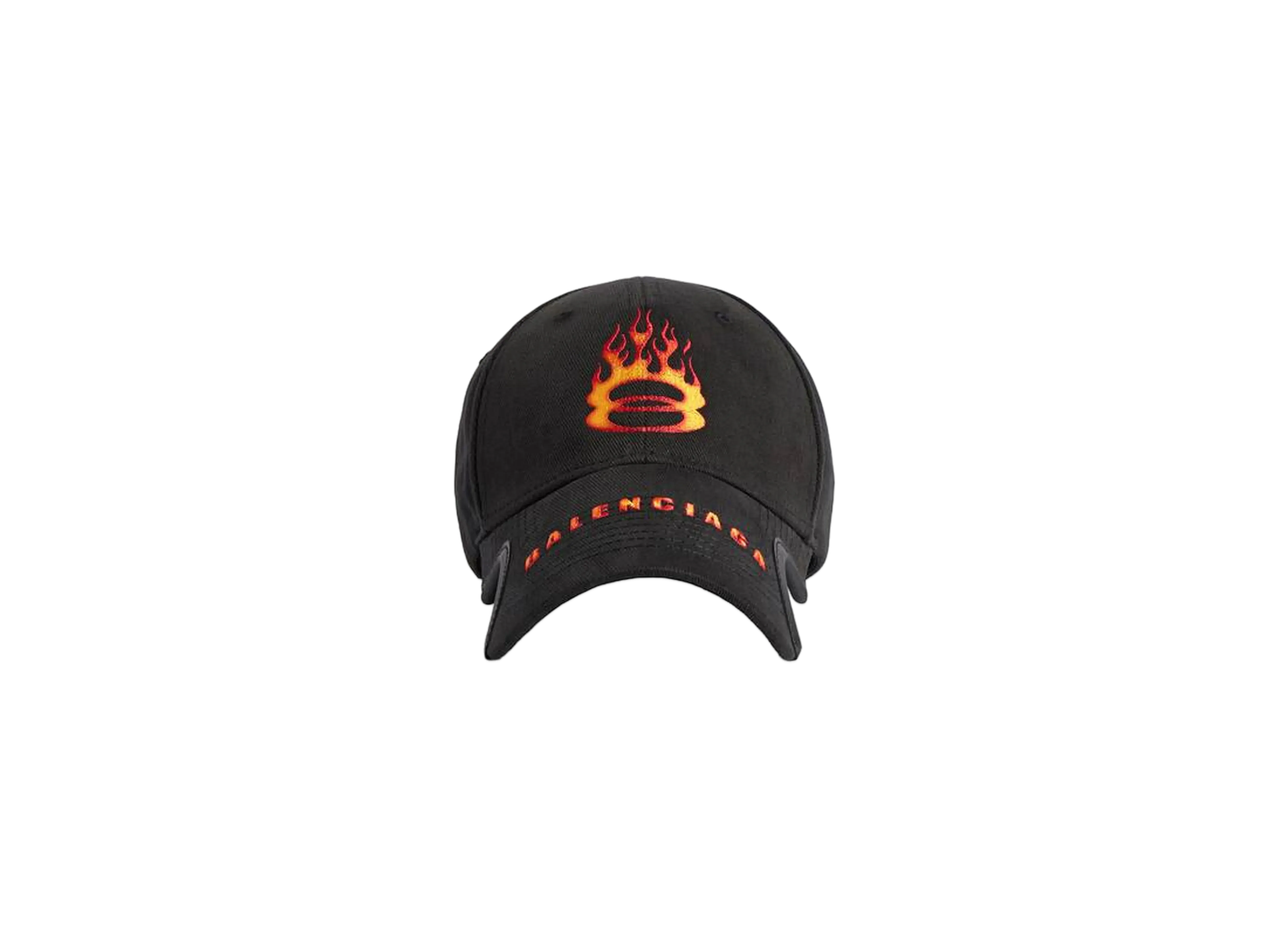 BALENCIAGA Burning Unity Cap in Cotton Drill "Black/Orange"