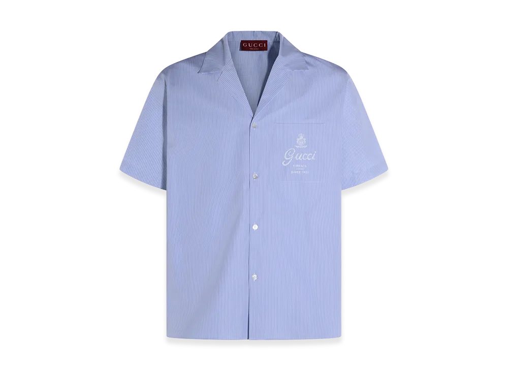 GUCCI Embroidered Poplin Shirt "Light Blue"