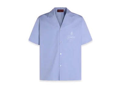 GUCCI Embroidered Poplin Shirt "Light Blue"