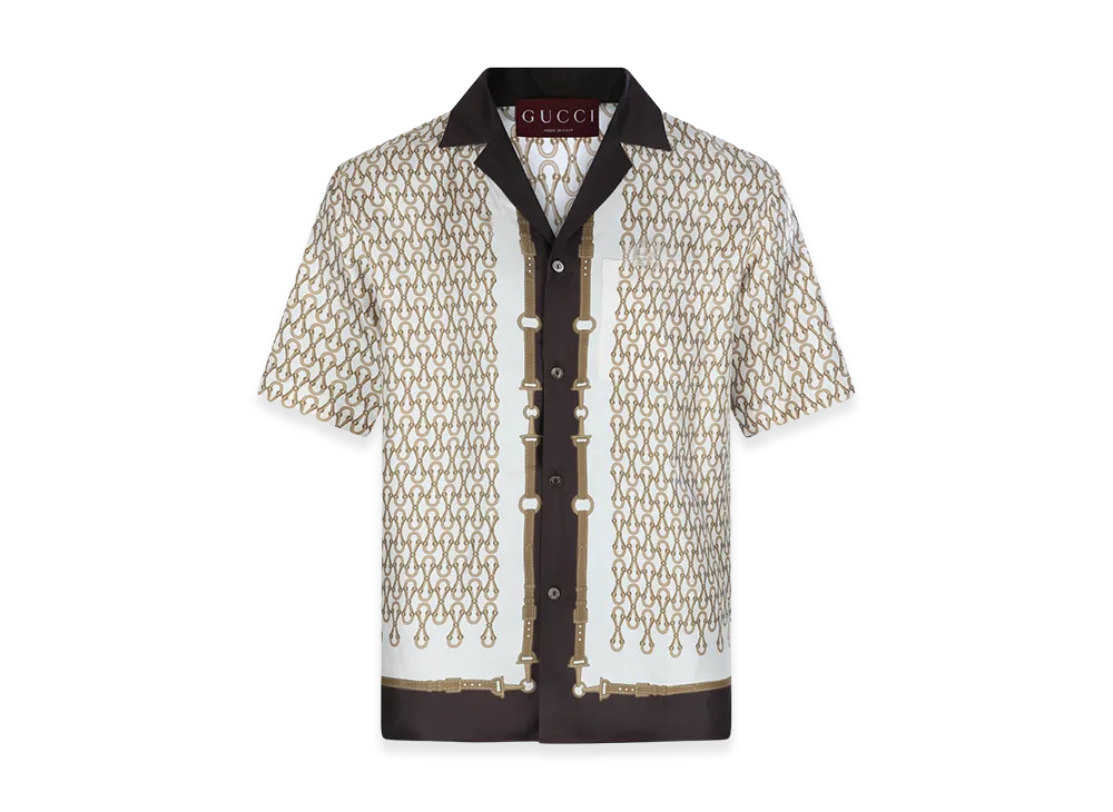 GUCCI Printed Silk Shirt "Brown"