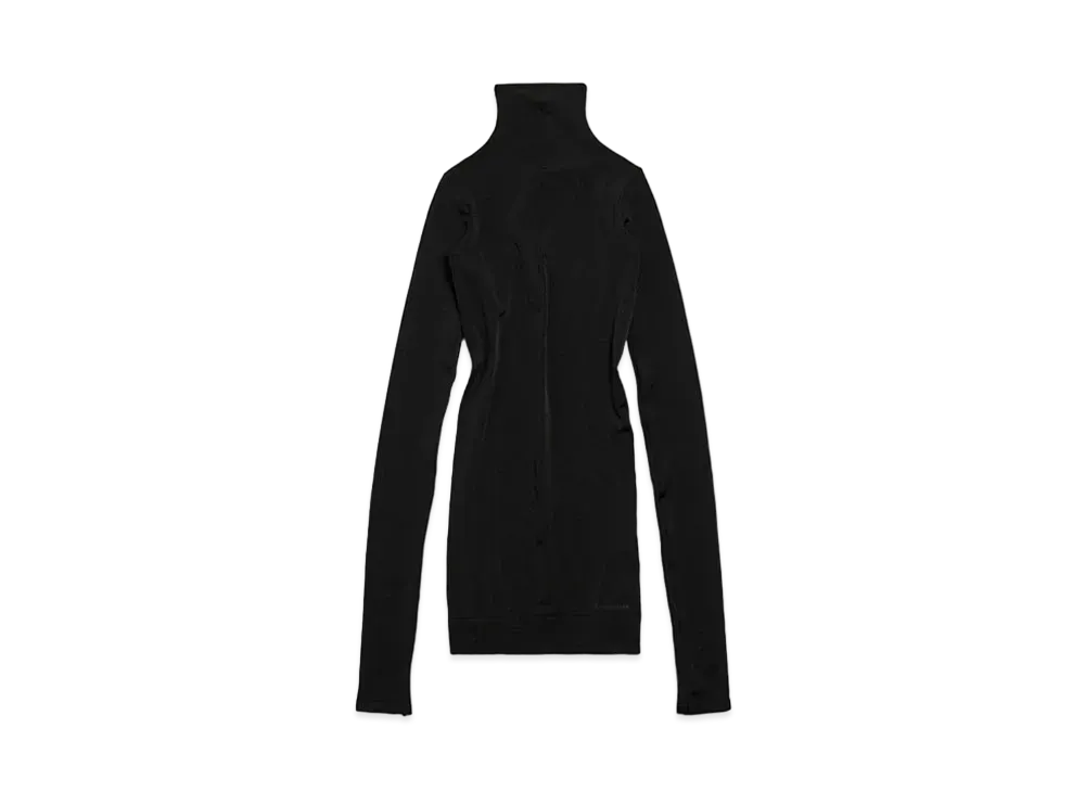 BALENCIAGA Women's Long Sleeve Mini Dress in Tubular Seamless Technical Fabric "Black"