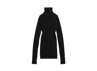 BALENCIAGA Women's Long Sleeve Mini Dress in Tubular Seamless Technical Fabric "Black"