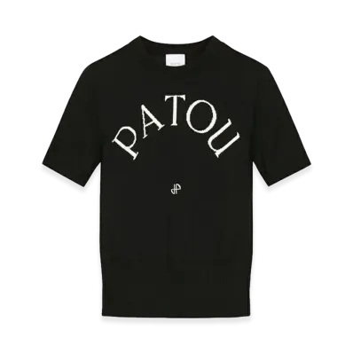 PATOU Eco-Friendly Cotton Blend Patou Jacquard Knit Top "Black"