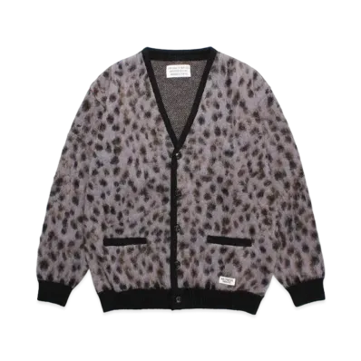 WACKO MARIA Leopard Mohair Knit Jacquard Cardigan "Purple"