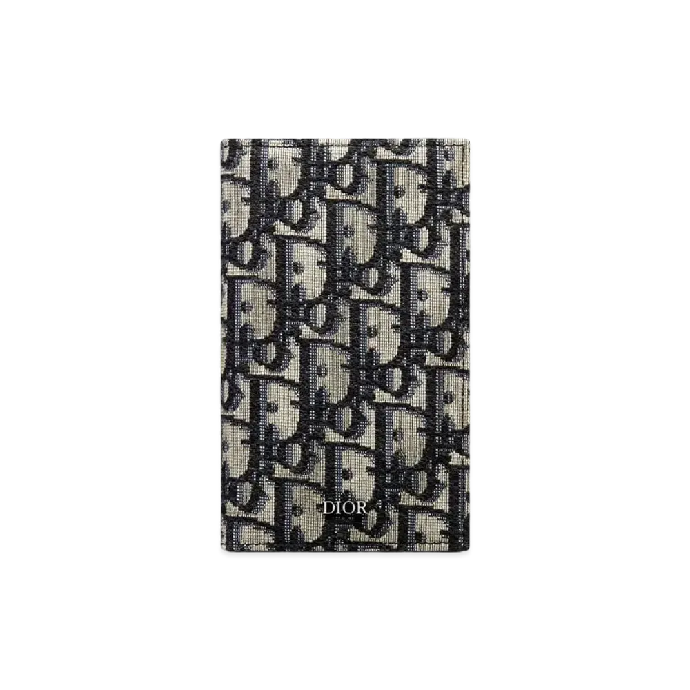 Dior Two-Folded Long Card Holder Dior Oblique Jacquard "Beige"