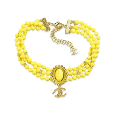 CHANEL Choker Metal, Resin, Glass Pearls & Diamantes "Gold/Yellow"