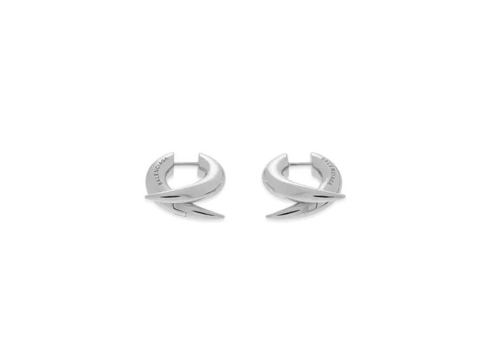 BALENCIAGA Force Horn XS Earrings in Shiny Recycled Sterling Silver 925 "Silver"