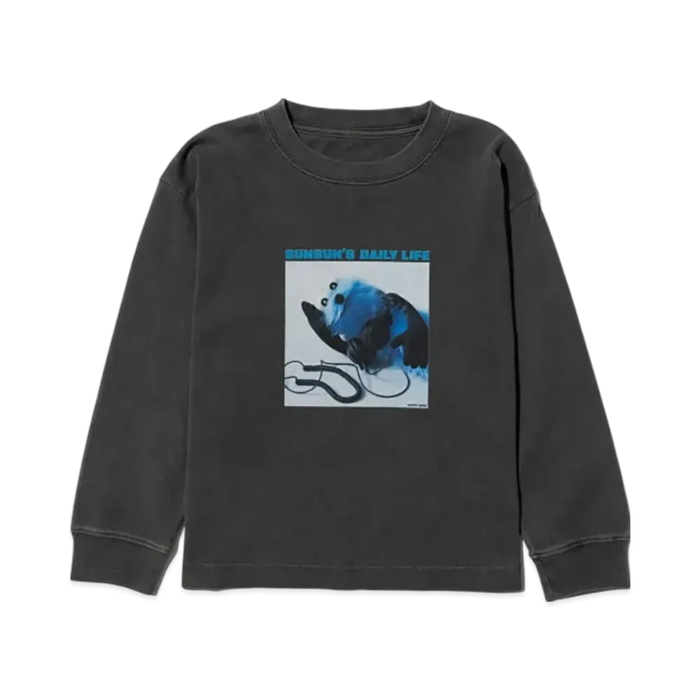 B:MING by BEAMS x PUPPET SUNSUN Kids / Fade Photo Print Long Sleeve T-Shirt Music "InkBlack"