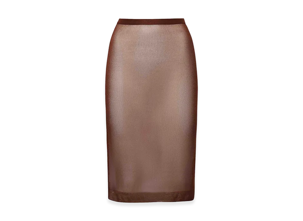 Saint Laurent Women's Chocolate Silk Skirt "Bordeaux"